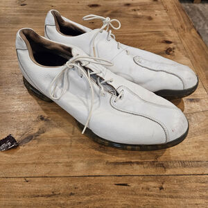 Adidas Adipure Golf Shoes White Leather Spiked Torsion System Mens Size 15